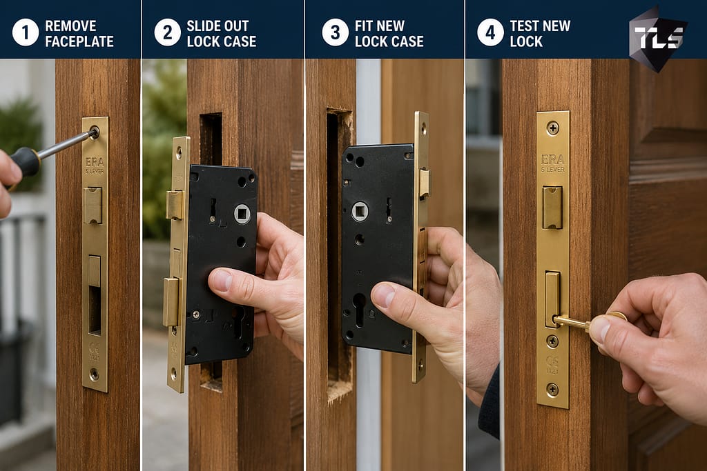 Replacing a uPVC door lock barrel step by step